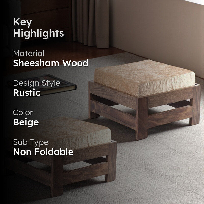 Mavex Sheesham Wooden Bench with Cushions (Beige) - Four Piece Set media 2