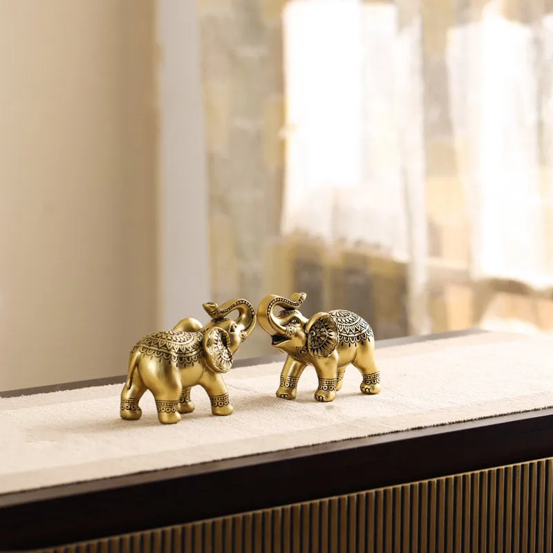 Ethnic Ornate Gaja Showpiece - Set Of Two - 6