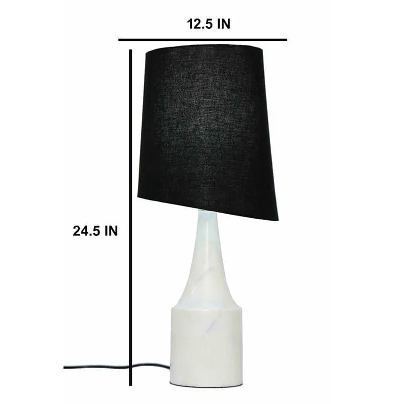 Slant Lit Hand Crafted Fabric Table Lamp - Black,White media 5