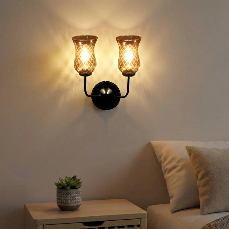 Honey Glow Dual Base Glass Wall Lamp