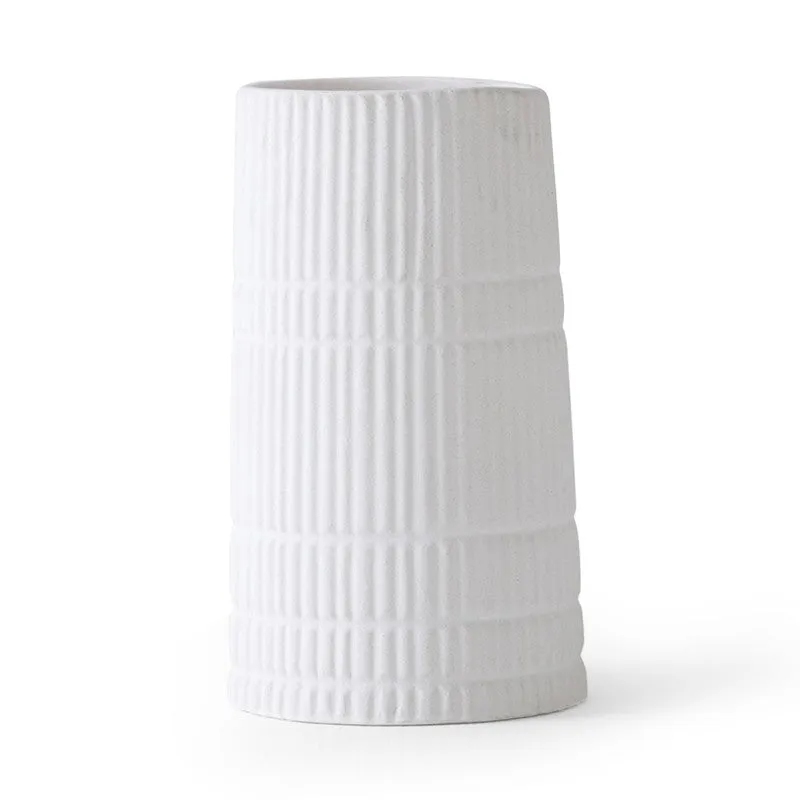 White Ridge Textured Ceramic Vase media 5