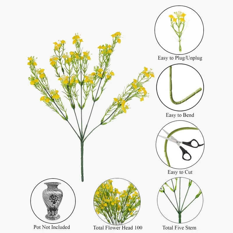 Aurevine Artificial Silk Faux Flowers With Pot (Yellow,1.16 feet) - Set Of Two media 6