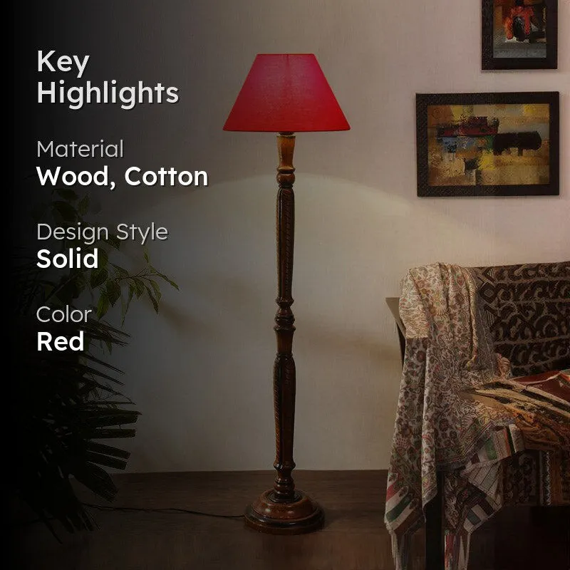 Hima Vintage Wooden Floor Lamp - Red media 2