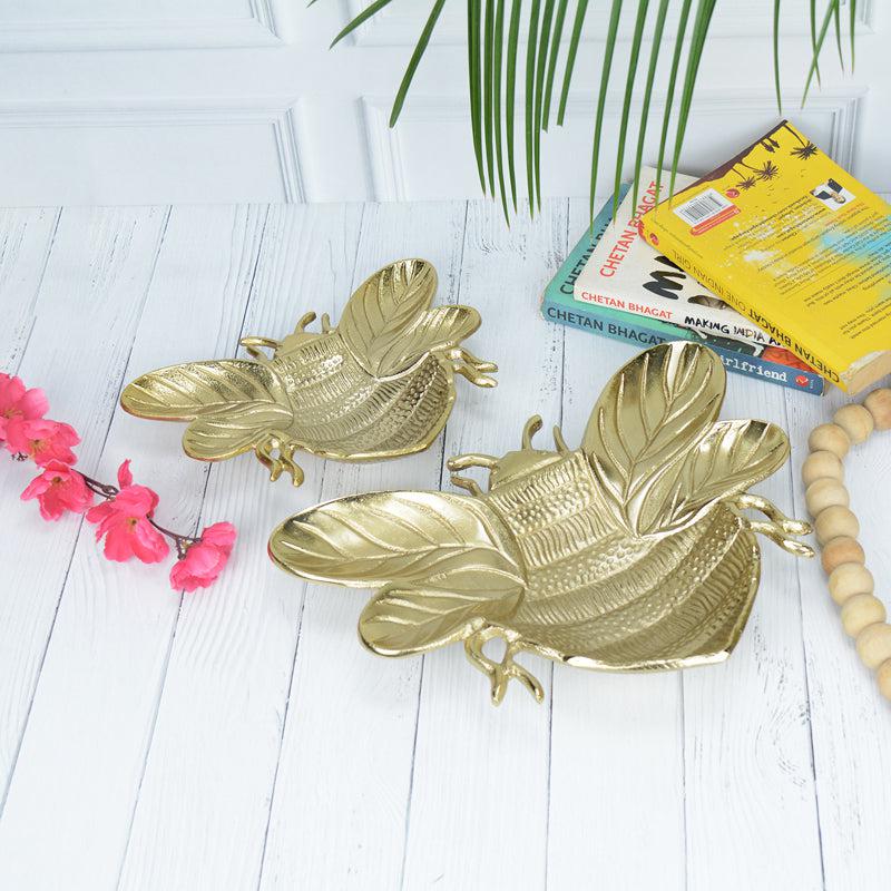 Madhuban Golden Aluminum Platter - Set of Two