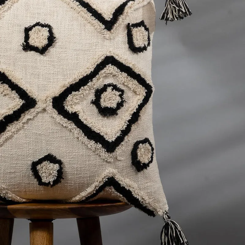 Ecru Ink Tufted Cushion Cover media 3