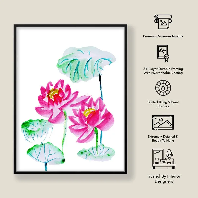 Lotus Scribbles Archival Paper Wall Art With Frame media 9