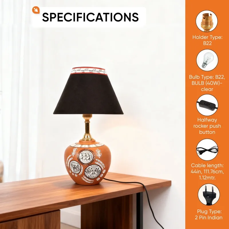 Parva Handcrafted Terracotta Table Lamp - Multicolor media 5