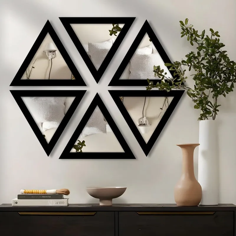 TriAxis Reflector Wall Mirrors (Black) - Set Of Six media 1