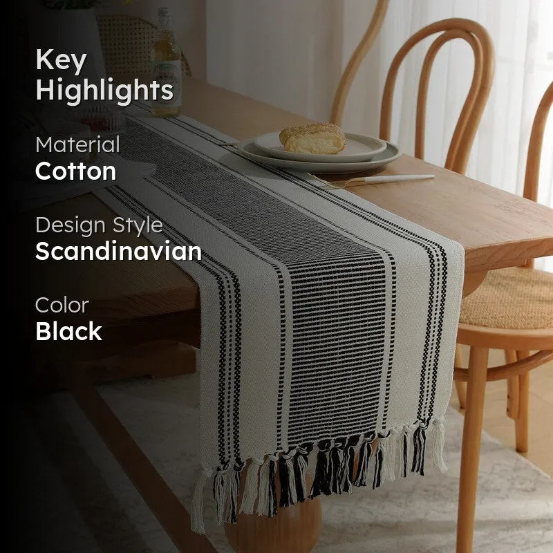 Classic Cotton Table Runner - Black & White media 2