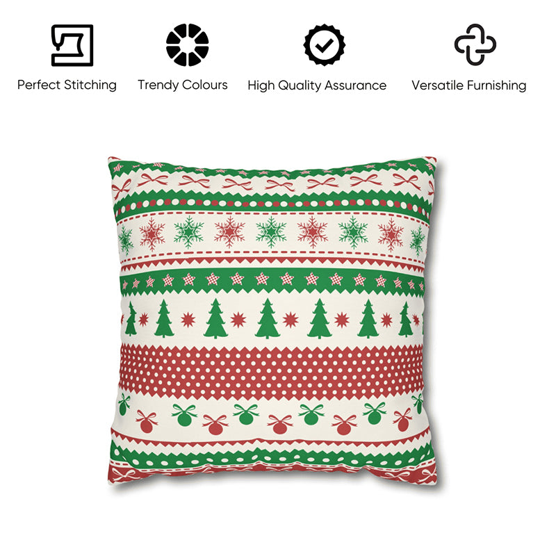 Festive Stitches Velvet Christmas Cushion Cover - Set Of Five media 5