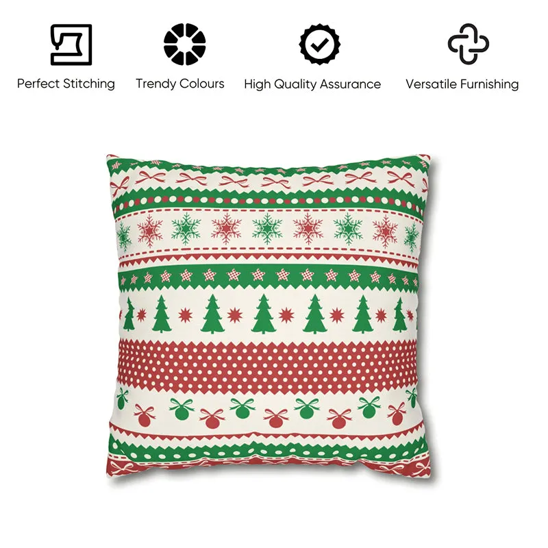 Festive Stitches Velvet Christmas Cushion Cover - Set Of Five media 5