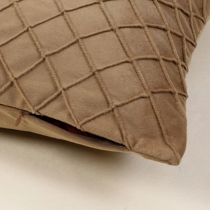 Swayam Lohita Pintex Velvet Cushion Cover (Light Brown) - Set of Two media 6