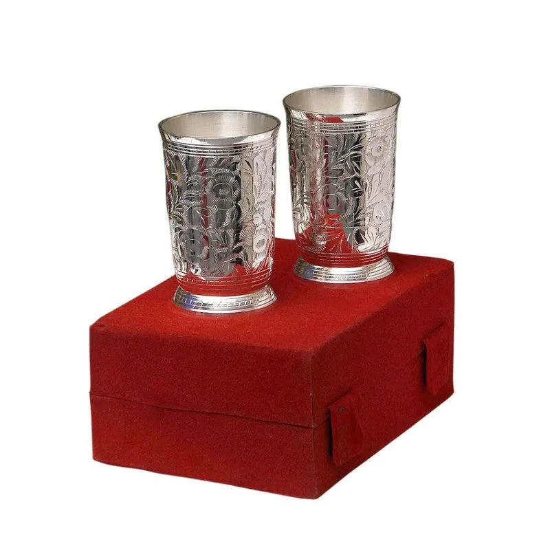 BrightSip Silver (Plated Drinking Glass (300 Ml Each) - Three Piece Set media 4