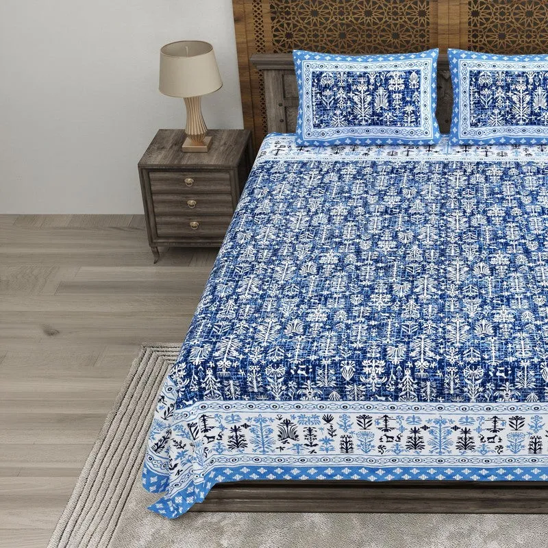 Arton Cotton Bedsheet (Blue) - 240 TC media 3