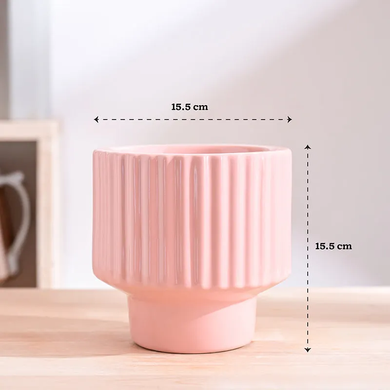Ugaoo Classic Stria Ceramic Planter - Soft Pink media 8