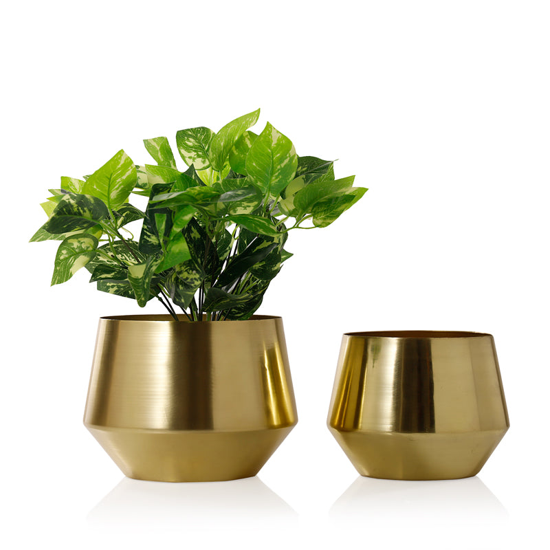 Simone Oak Planter (Gold) - Set Of Two media 5