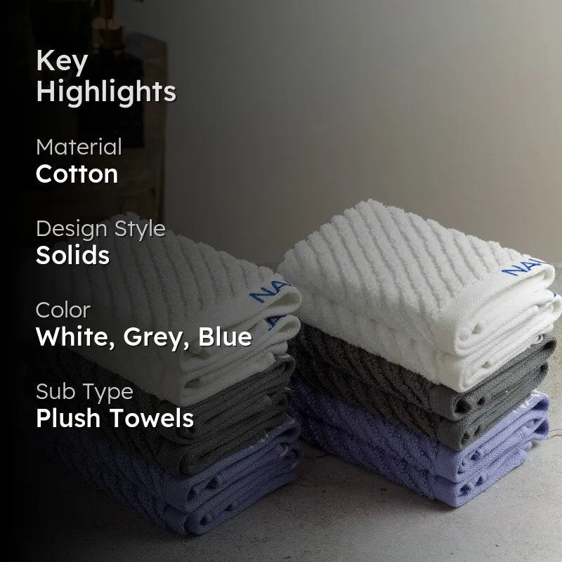 Nautica Riviera Soft Cotton Hand & Face Towel (White,Blue & Dark Grey) - Set Of Twelve media 2