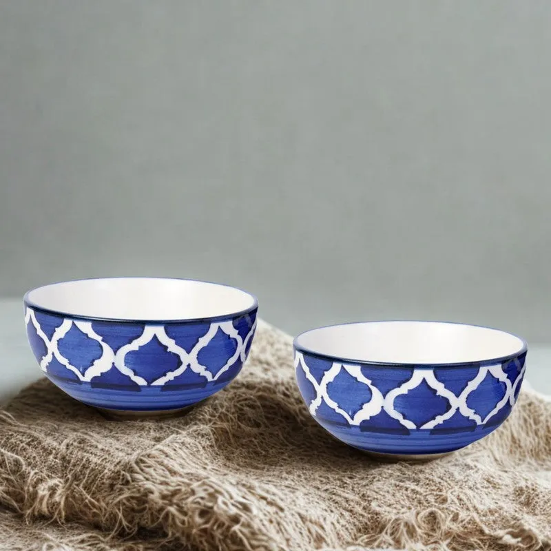 Biteza Ceramic Snack Bowls (Blue , 180 mL Each) - Set Of Six media 6