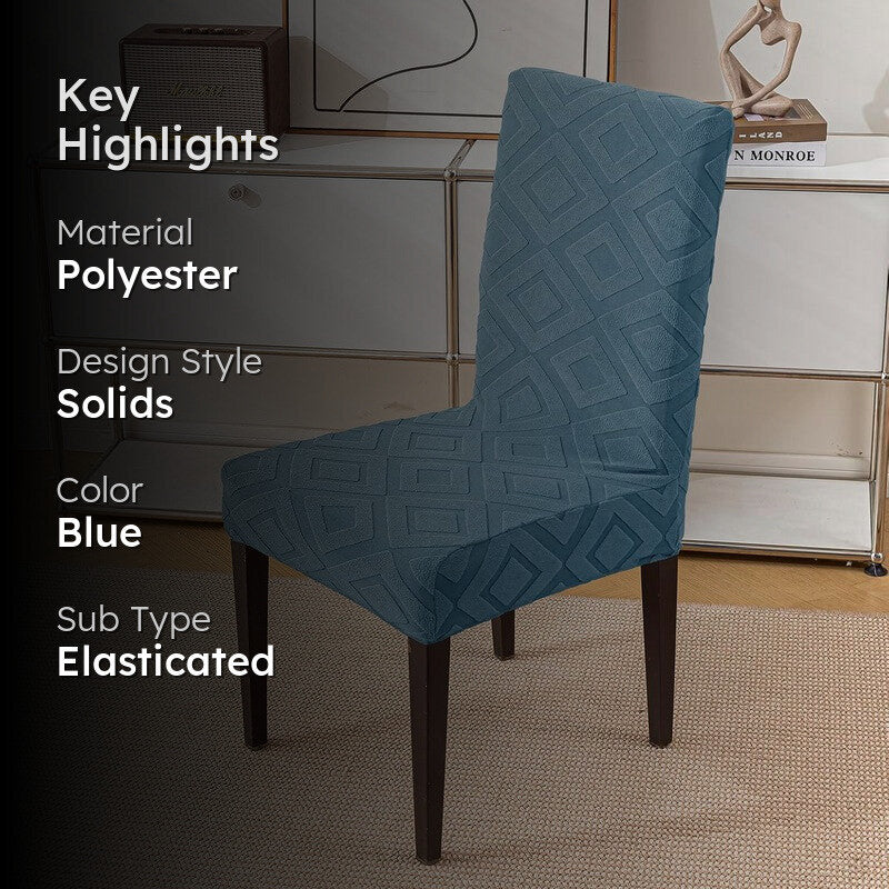 Diamante Jacquard Chair Cover - Blue media 2