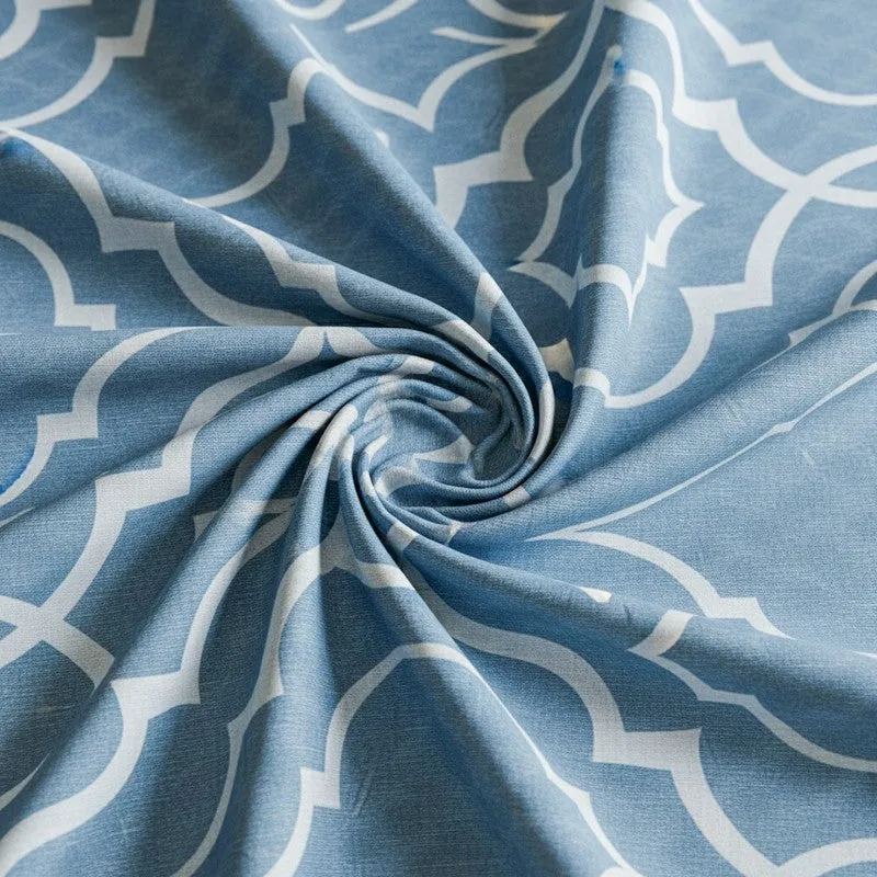 Medina Maze Ethnic Cotton Bedsheet (Blue) - 200 TC media 5