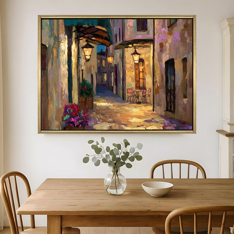 Nocturne Cafe Canvas Wall Painting With Frame