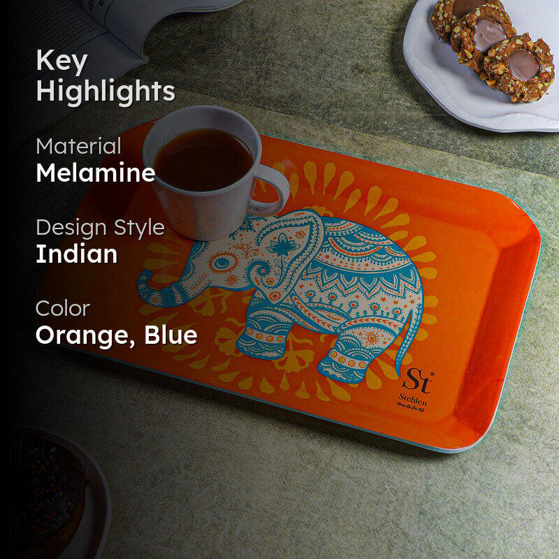 Vibrant Haathi Melamine Serving Tray media 2