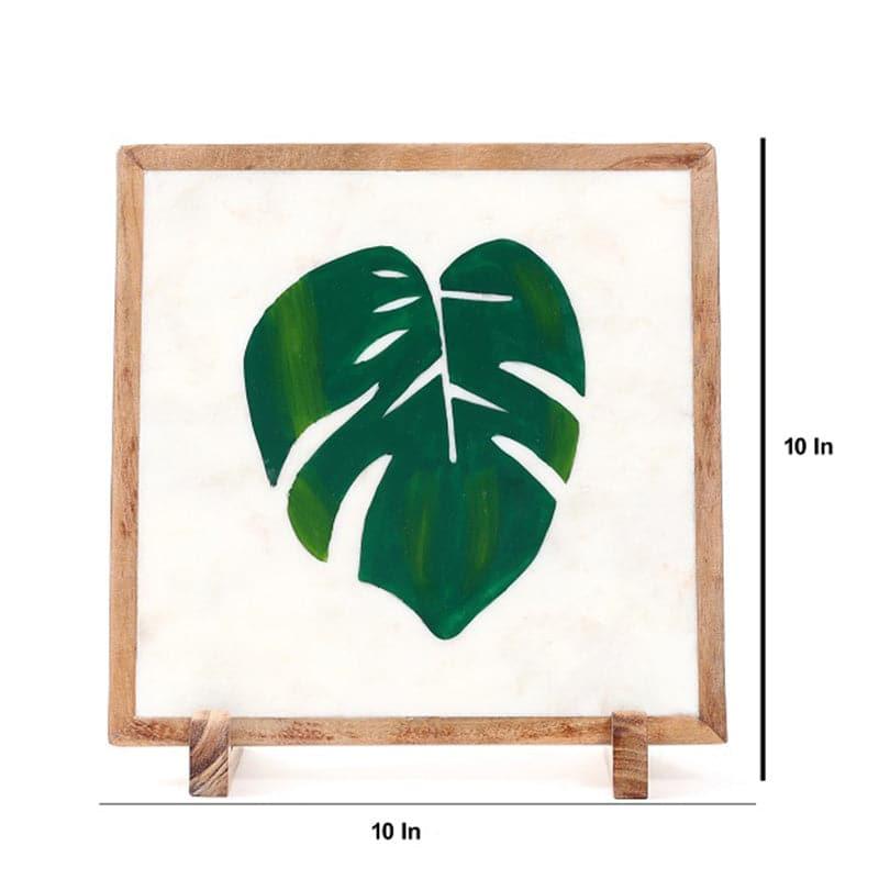 Monstera Leaf Hand Painted Marble Showpiece media 4