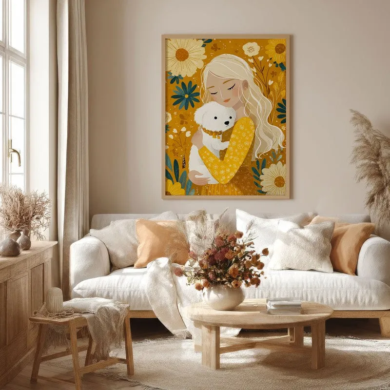 Petal Cuddle Canvas Wall Painting - Brown Frame media 4