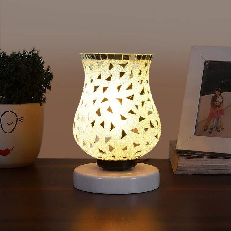 Glossia Mosaic Glass Table Lamp With Wooden Base - Multicolor media 3