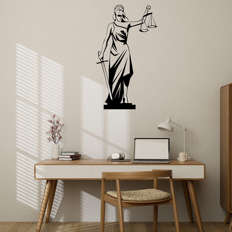 Lady Justice Court Of Law Black Iron Wall Accent