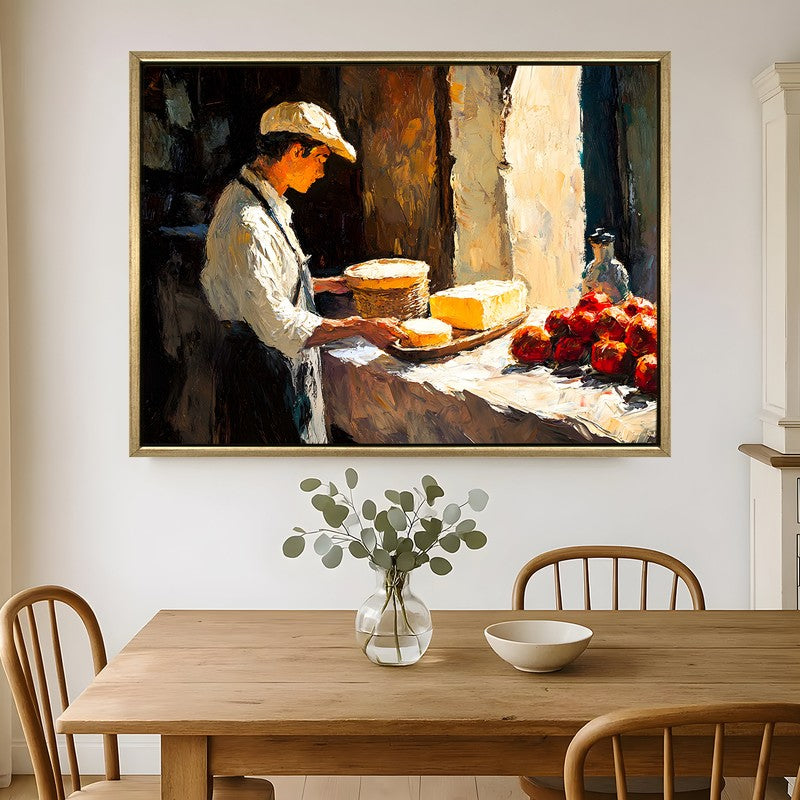 Golden Crust Canvas Wall Painting With Frame