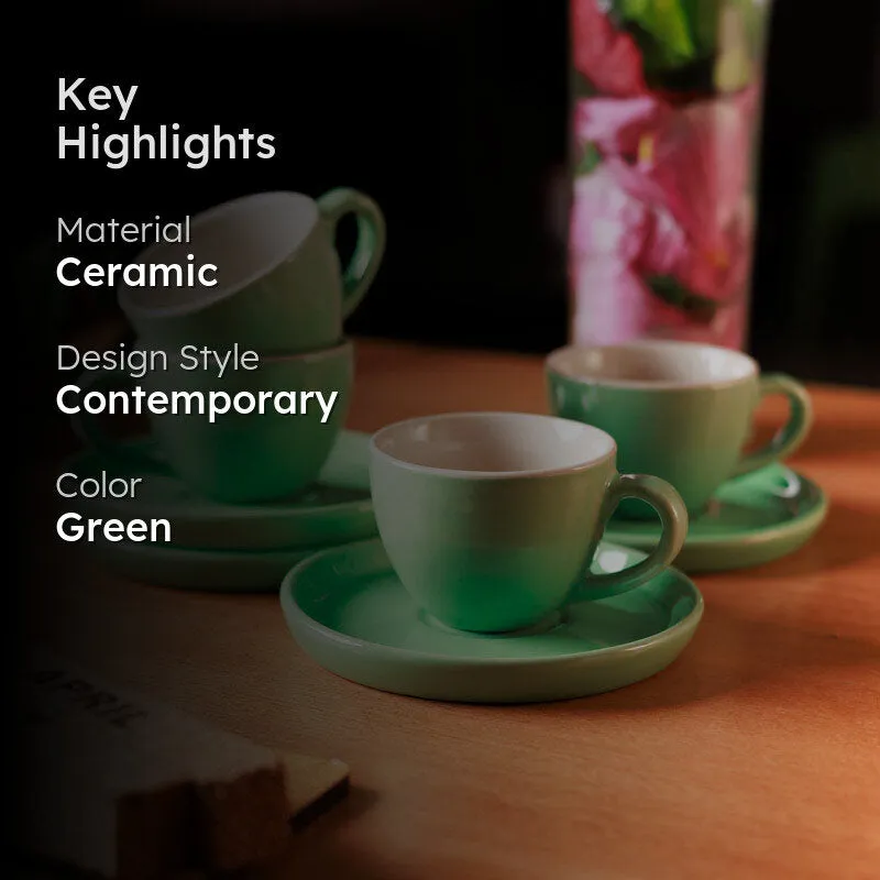 Blush & Brew Cup &Saucer (Mint/100 mL) - Eight Piece Set media 2