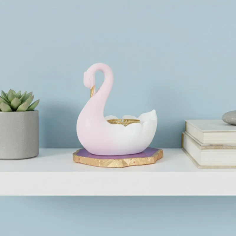 Swan Shaped Resin Tea Light Candle Holder - Pink media 5