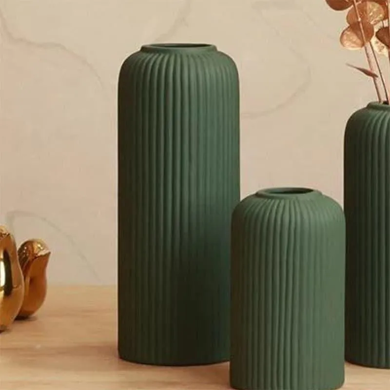 Pasha Ceramic Vase (Dark Green) - Set Of Three media 5