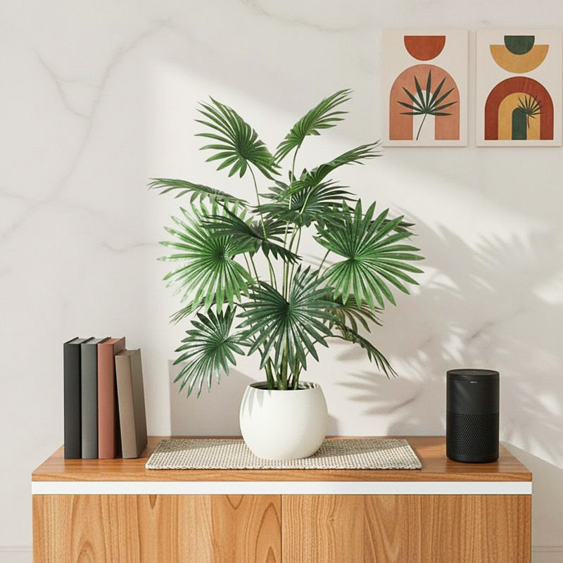 Fanette Artificial Palm With Black Plastic Pot - 2.5 Feet