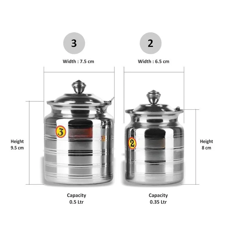 KitchenAura Steel Ghee Pot - Set Of Two media 6
