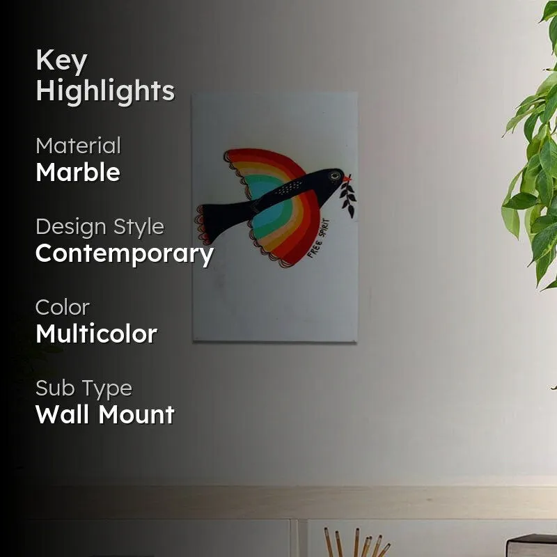 Rainbow Bird Marble Wall Accent media 2