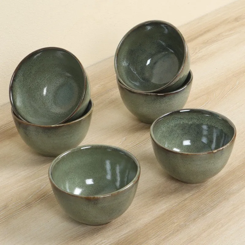 LuxeServe Snack Bowls (Olive Green,200 mL Each) - Set Of Six media 4