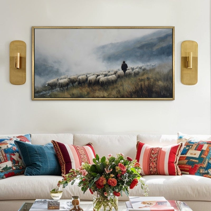 Meadow Path Canvas Wall Painting With Frame