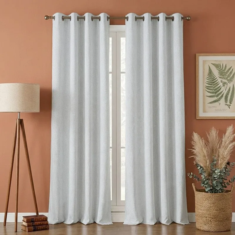 Form Ease Cotton Room Darkening Curtains (Grey) - Set Of Two media 1