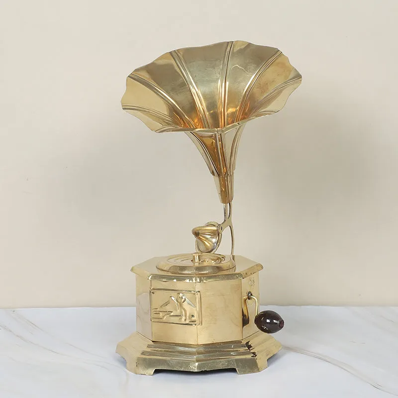 Vintage Music Gramophone Brasss Showpiece media 1