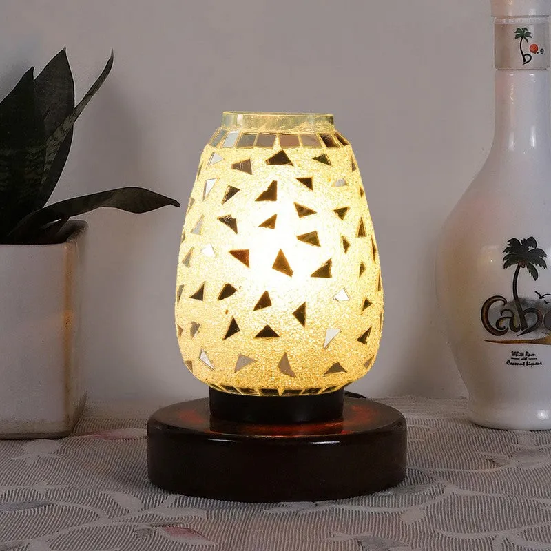 Auralisse Mosaic Glass Table Lamp With Wooden Base - Multicolor media 3