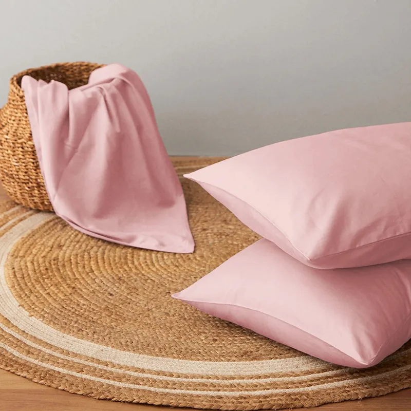 Maison Solid Cotton Pillow Cover (Cameo Rose,400TC) - Set Of Two media 11