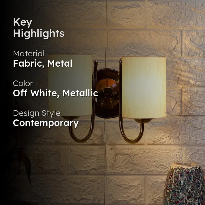 Veda Duo Cylindrical Fabric & Metal Wall Lamp - Off White media 2