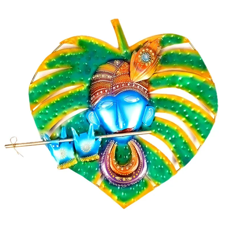 Krishna Leaf Art Iron Wall Accents media 3