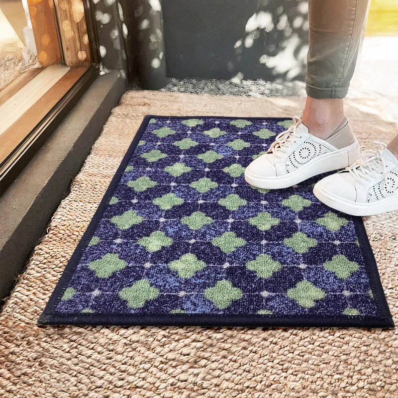 Zylo Geometric Nylon Door Mats - Blue,Green media 1