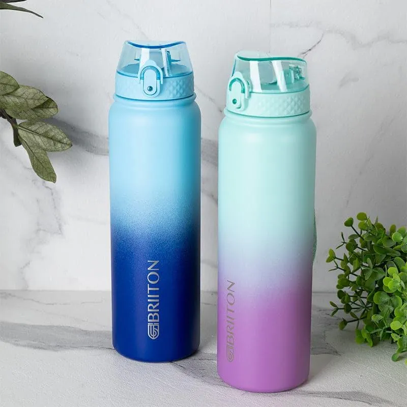 Hydrona Hot & Cold Thermos Water Bottle (Blue & Purple, 1000 mL Each) - Set Of Two media 1