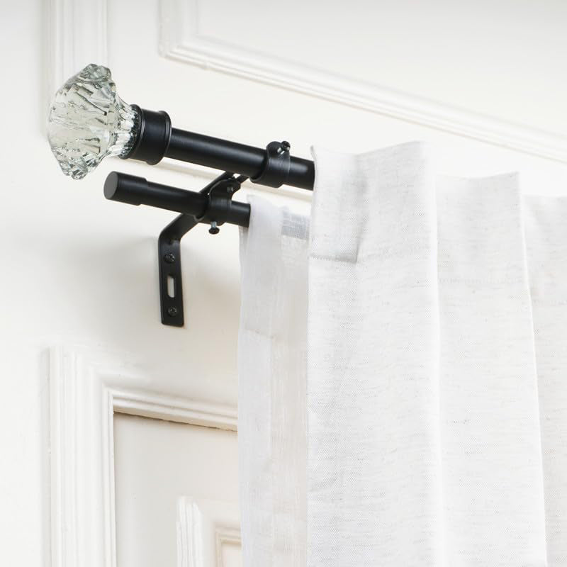 Etherea Duo Extendable 1" Double Curtain Rods With Urn Finial & Brackets (White) media 3