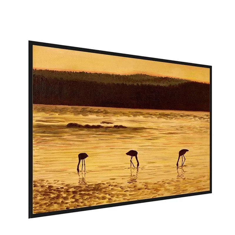 Flamingos And Nature Canvas Wall Painting - Black Frame media 3