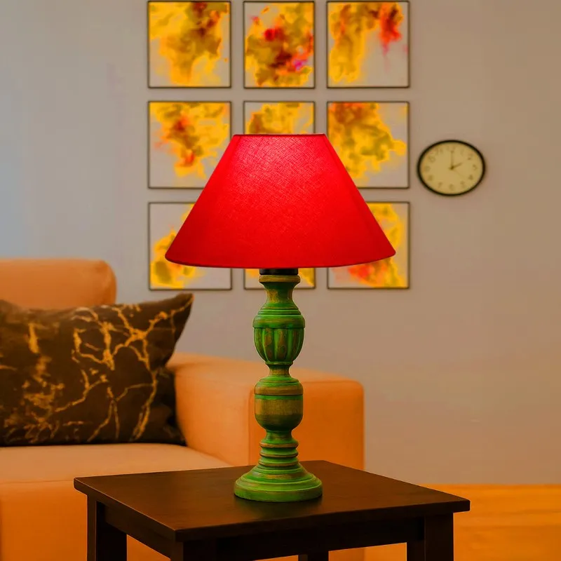 Arvello Elora Wooden Table Lamp - Red media 3